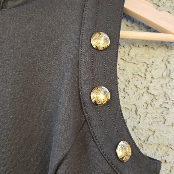 WHBM Army Green Scuba Luxe Gold Button Sheath Dress - Picture 6 of 11